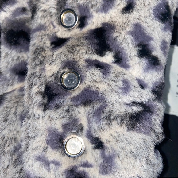 Anthropologie Dylan Los Angeles Faux Fur Vest Leopard Print Small Gray Mob Wife - Picture 8 of 10
